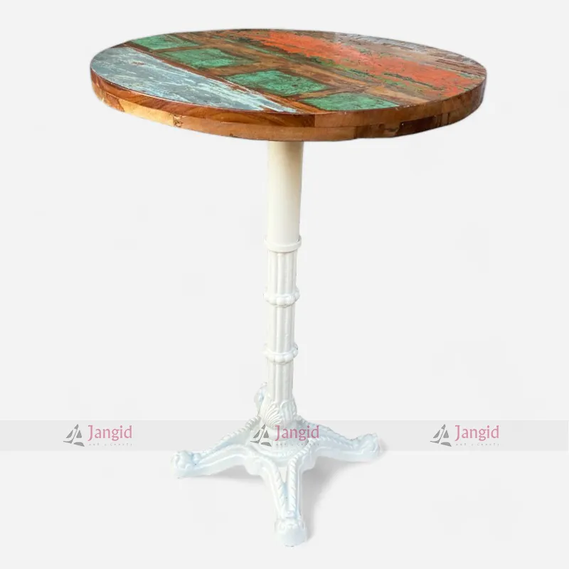 Iron & Reclaimed Wooden Round Bar Table