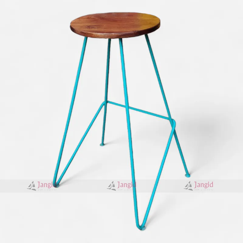 Metal and Wooden Bar Stool